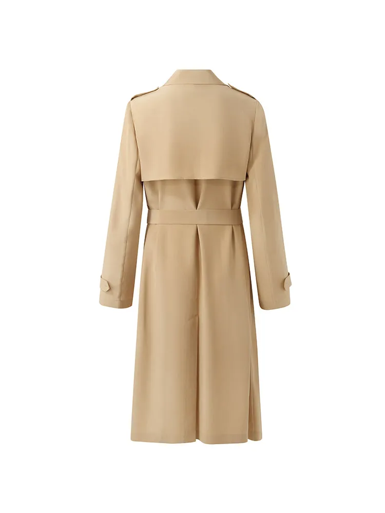 22 Momme Mulberry Silk Wrapped Women Trench Coat With Belt