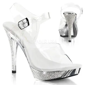 4 Inch Heel ELEGANT-408 Clear-Silver