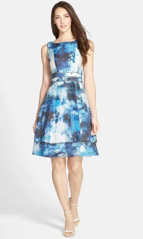 Adrianna Papell - 12242570 Cloud Print Bateau Cocktail Dress