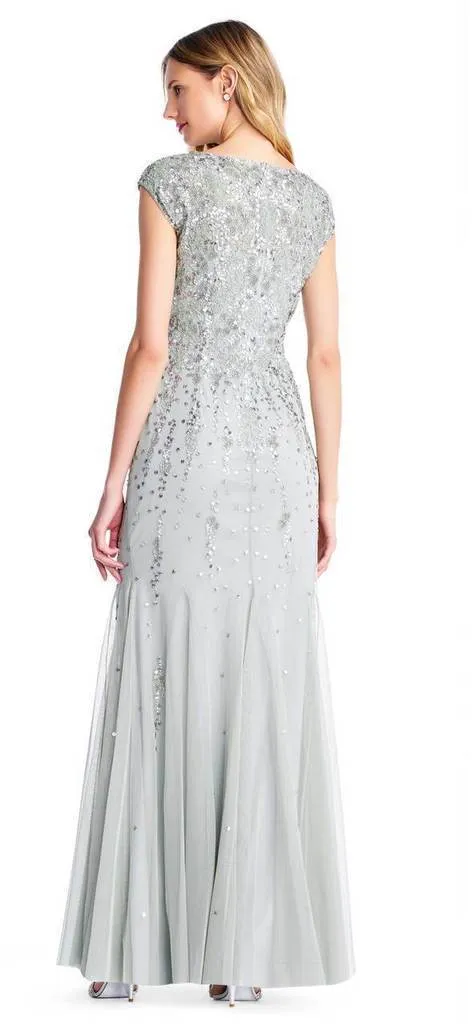 Adrianna Papell - Bead Embellished Bateau Godet Evening Gown AP1E202893