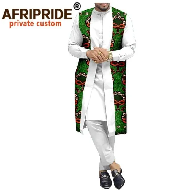 African Traditional Clothing for Men Print Coats Dashiki Shirts and Ankara Pants 3 Piece Set Tribal Outfits Plus Size A2016034