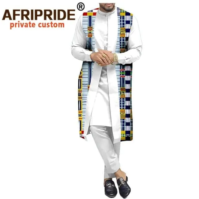 African Traditional Clothing for Men Print Coats Dashiki Shirts and Ankara Pants 3 Piece Set Tribal Outfits Plus Size A2016034