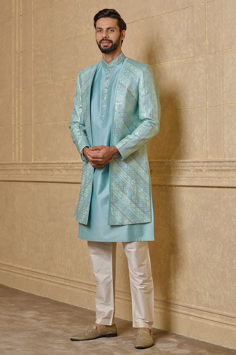 Aqua Open Front Sherwani