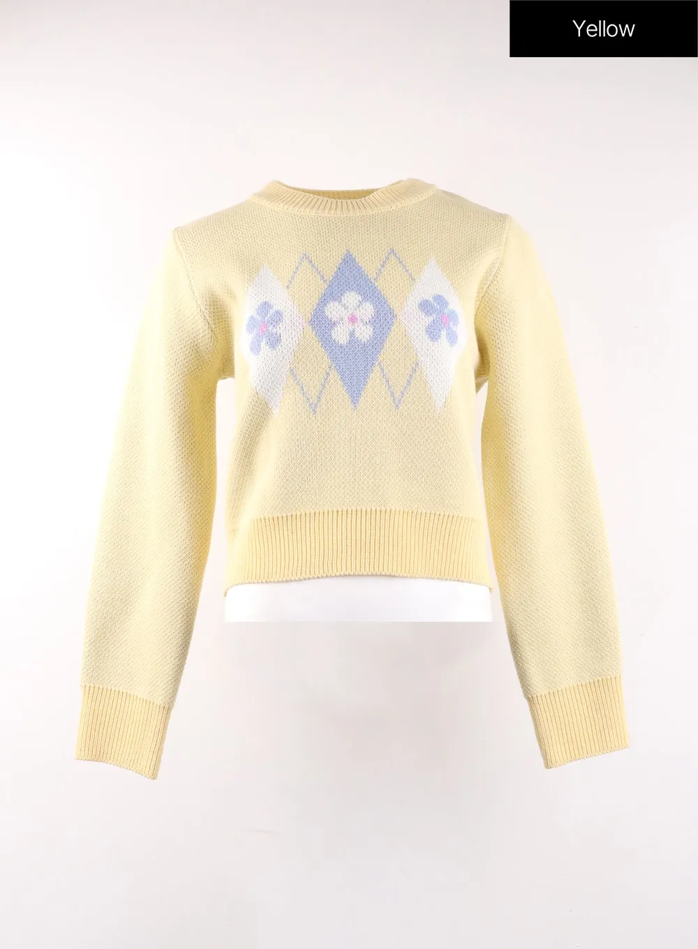 Argyle Pattern Crew Neck Sweater OF405