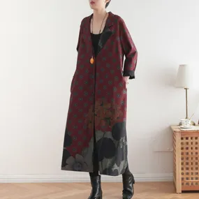 BABAKUD Printed Vintage Loose Casual Long Coat