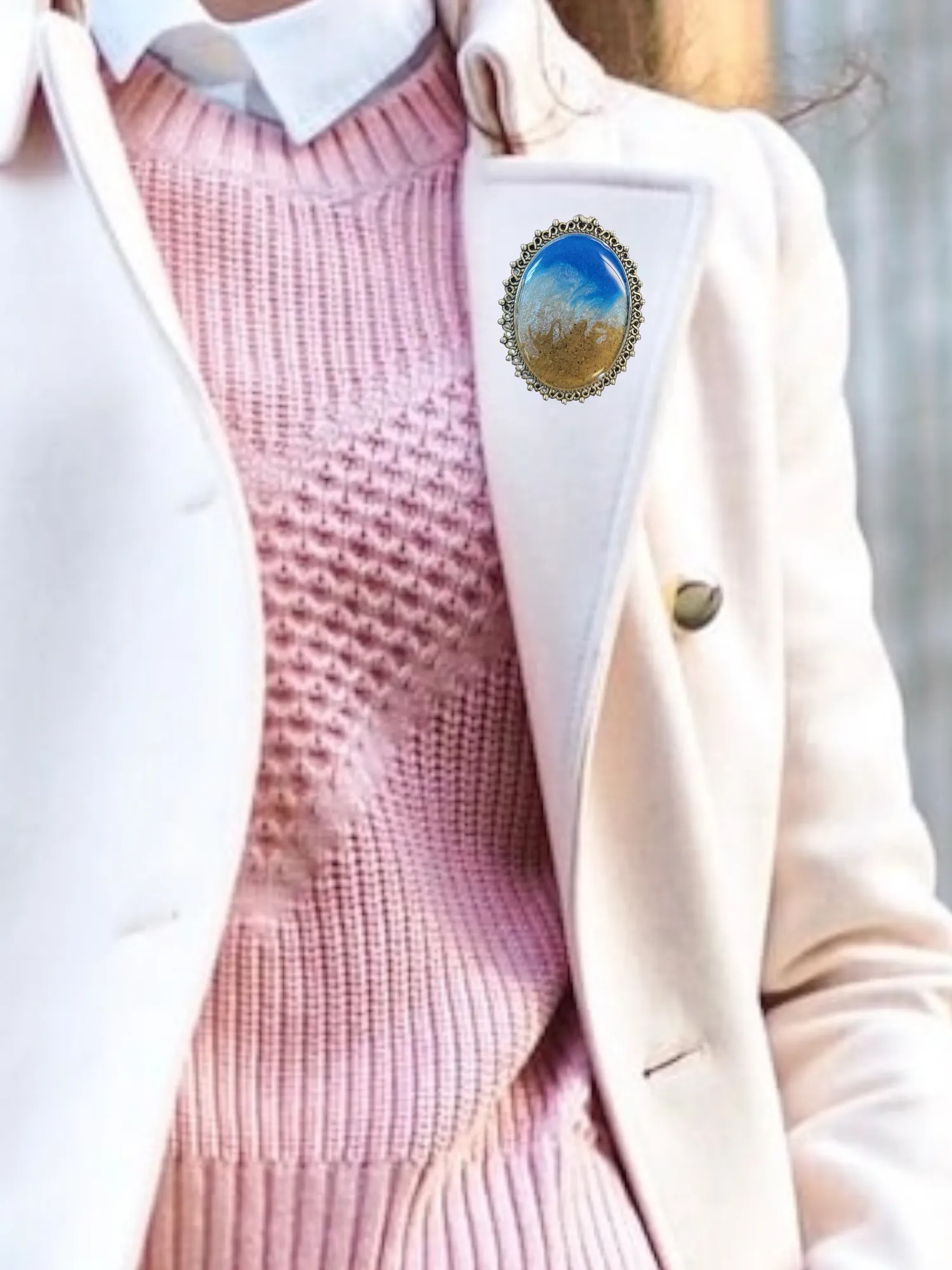 Beach Ocean Waves Sand Brooch