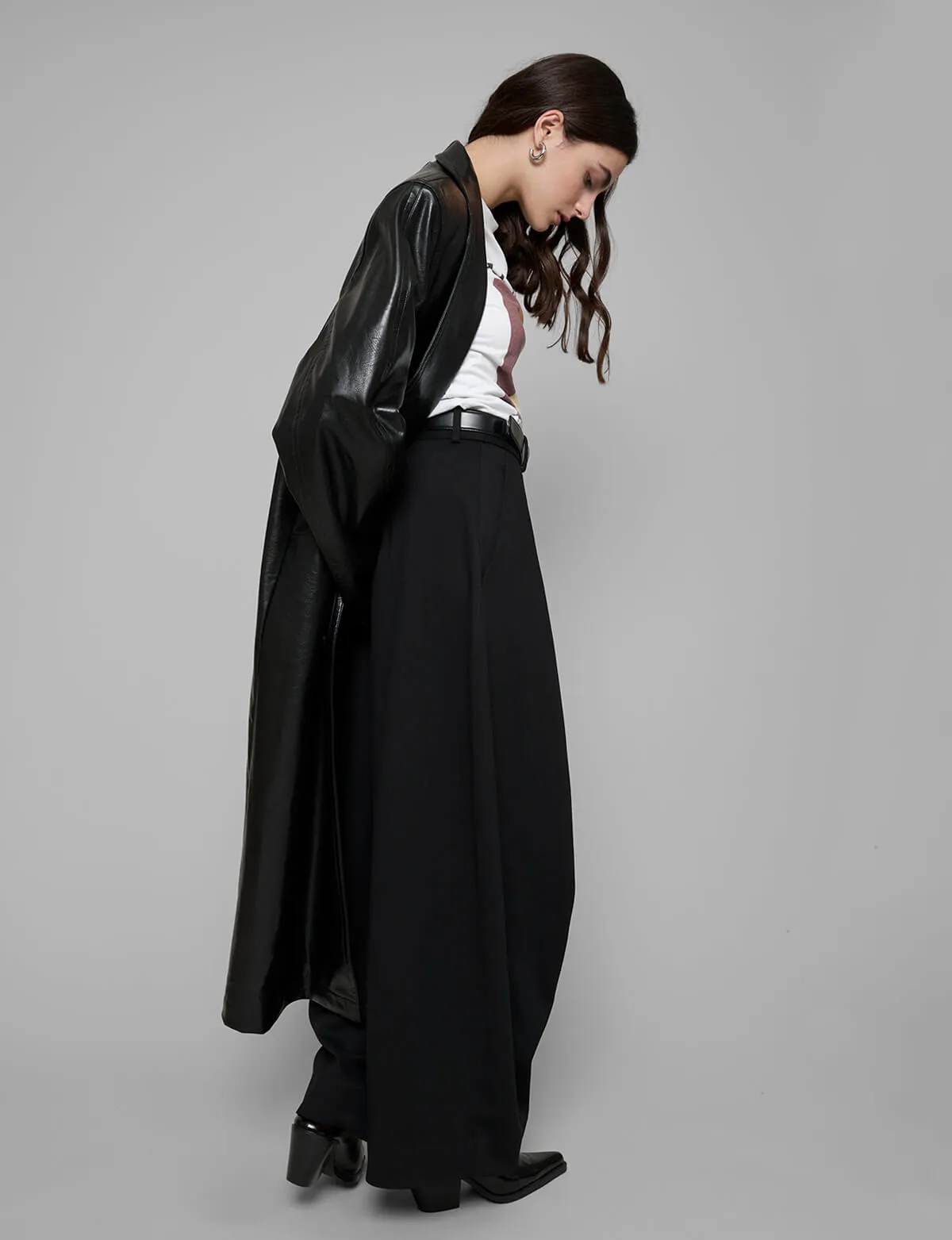 Black Leather Trench Coat