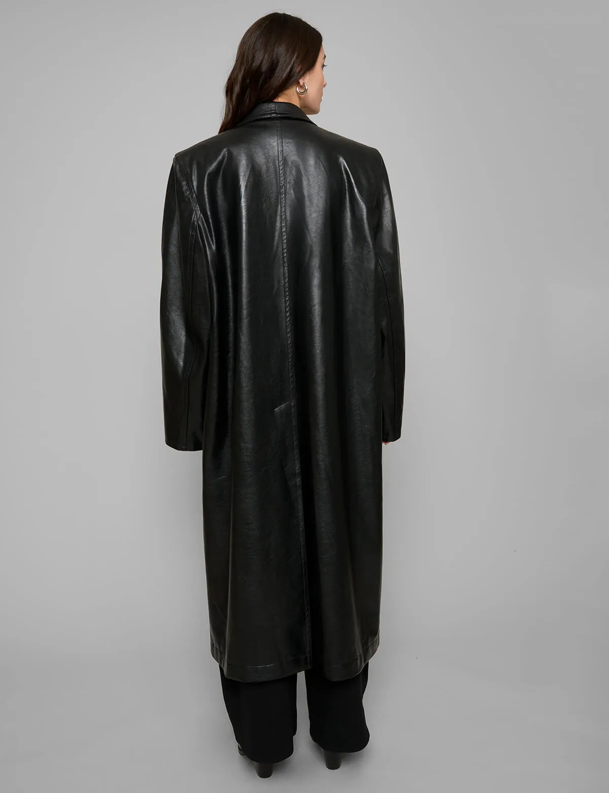 Black Leather Trench Coat