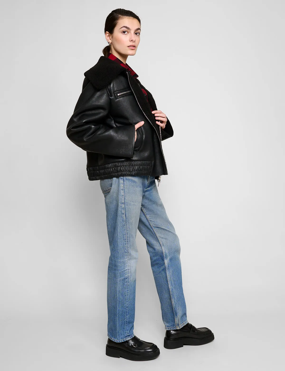 Black Shearling Collar Jacket