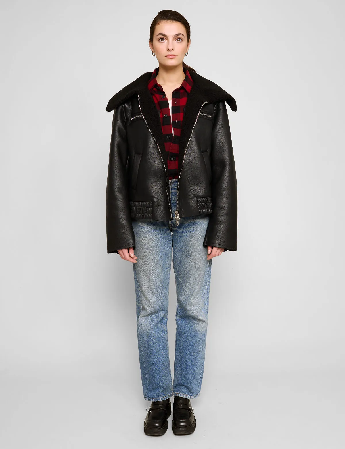 Black Shearling Collar Jacket