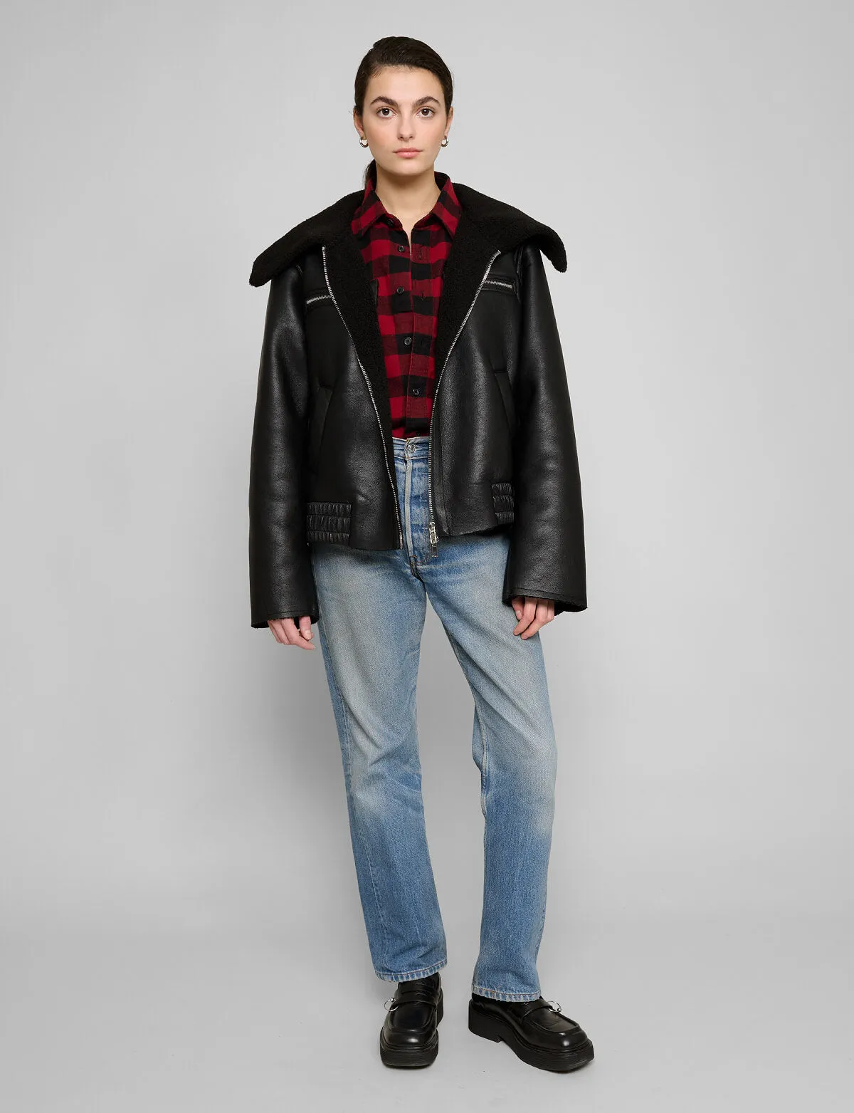 Black Shearling Collar Jacket