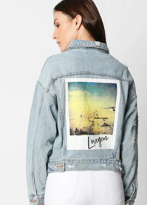 Cairo Light Vintage Blue Oversized Mom Jacket