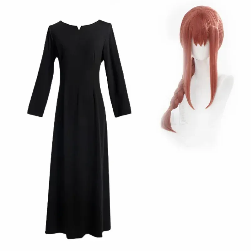 Chainsaw Man MAKIMA Cosplay Costume Wig Makima Daily Black Uniform Dress Banquet Party Dresses Role Play Stage Show Woman Dress