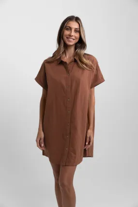 Classic Linen Shirt Dress / Baked Clay