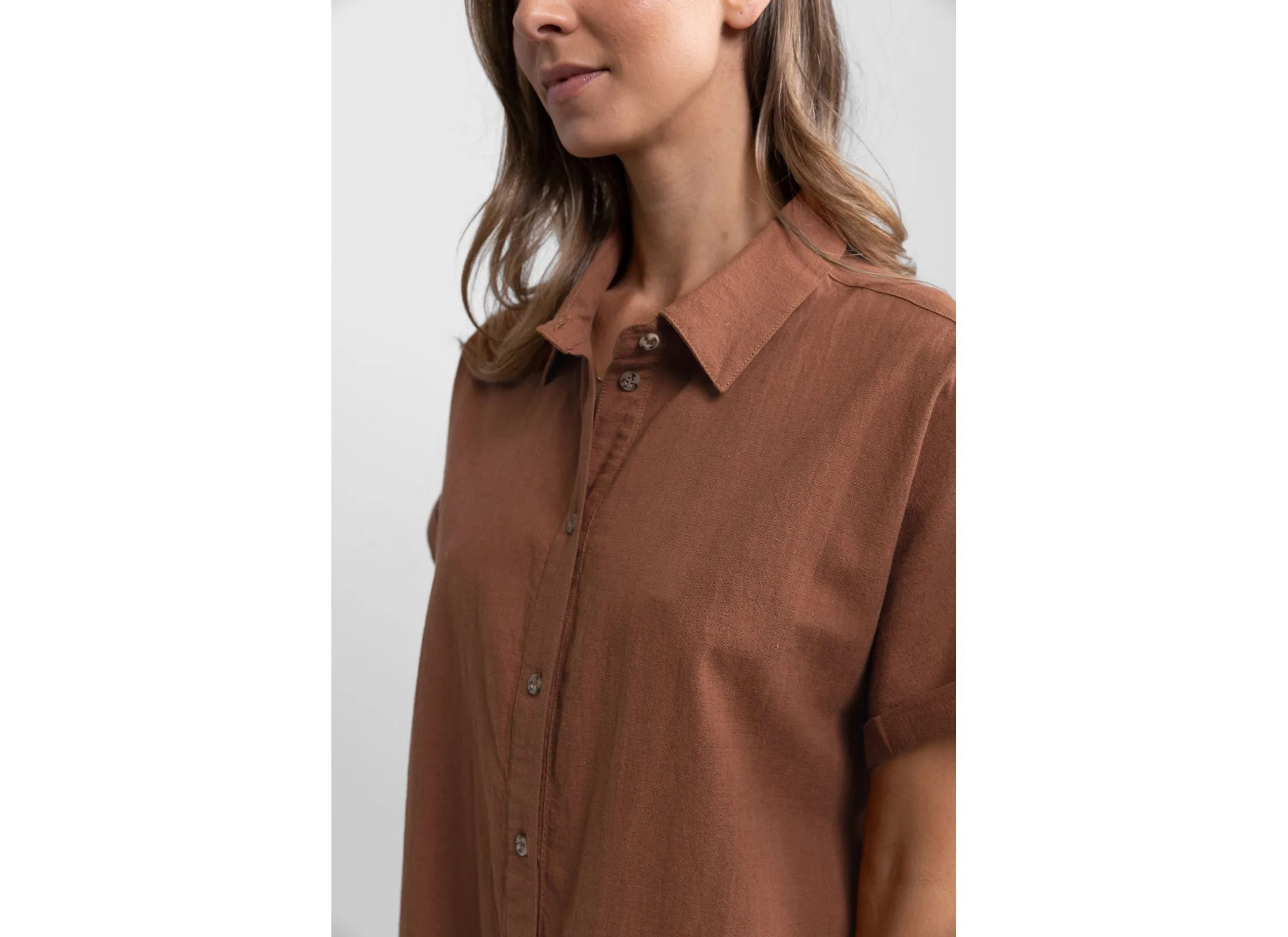 Classic Linen Shirt Dress / Baked Clay