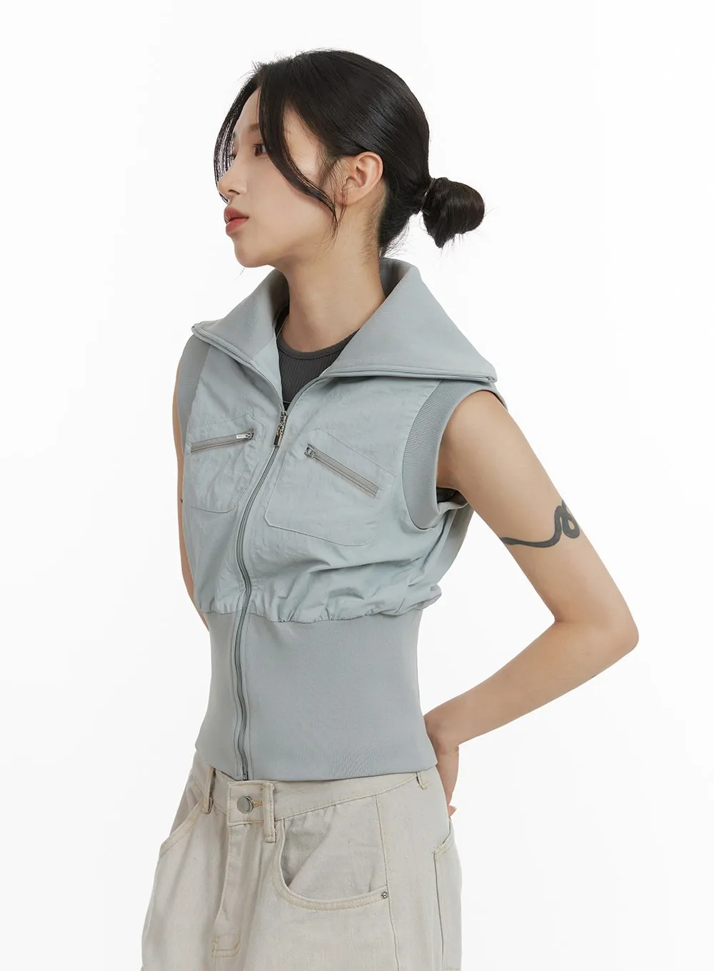 Crop Wide Collar Vest CM426