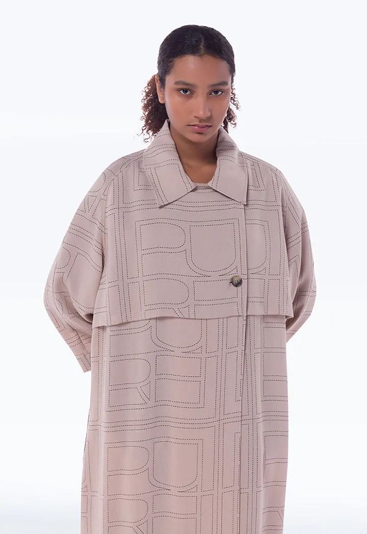 Dash Patterned Two Tone Maxi Coat