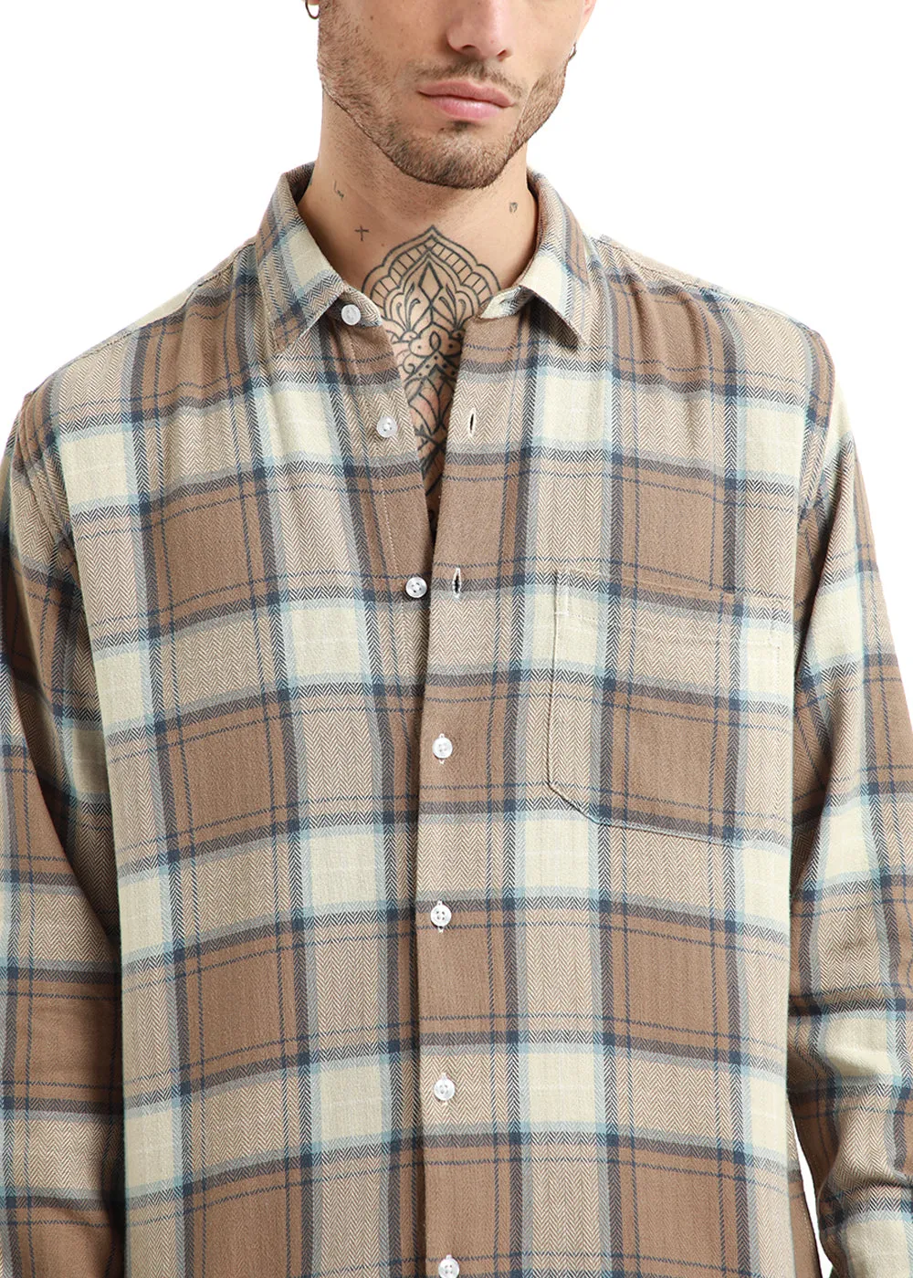 Dobby Peanut Check Shirt