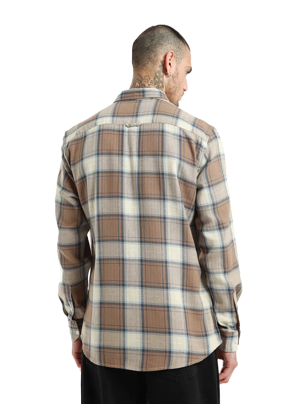 Dobby Peanut Check Shirt