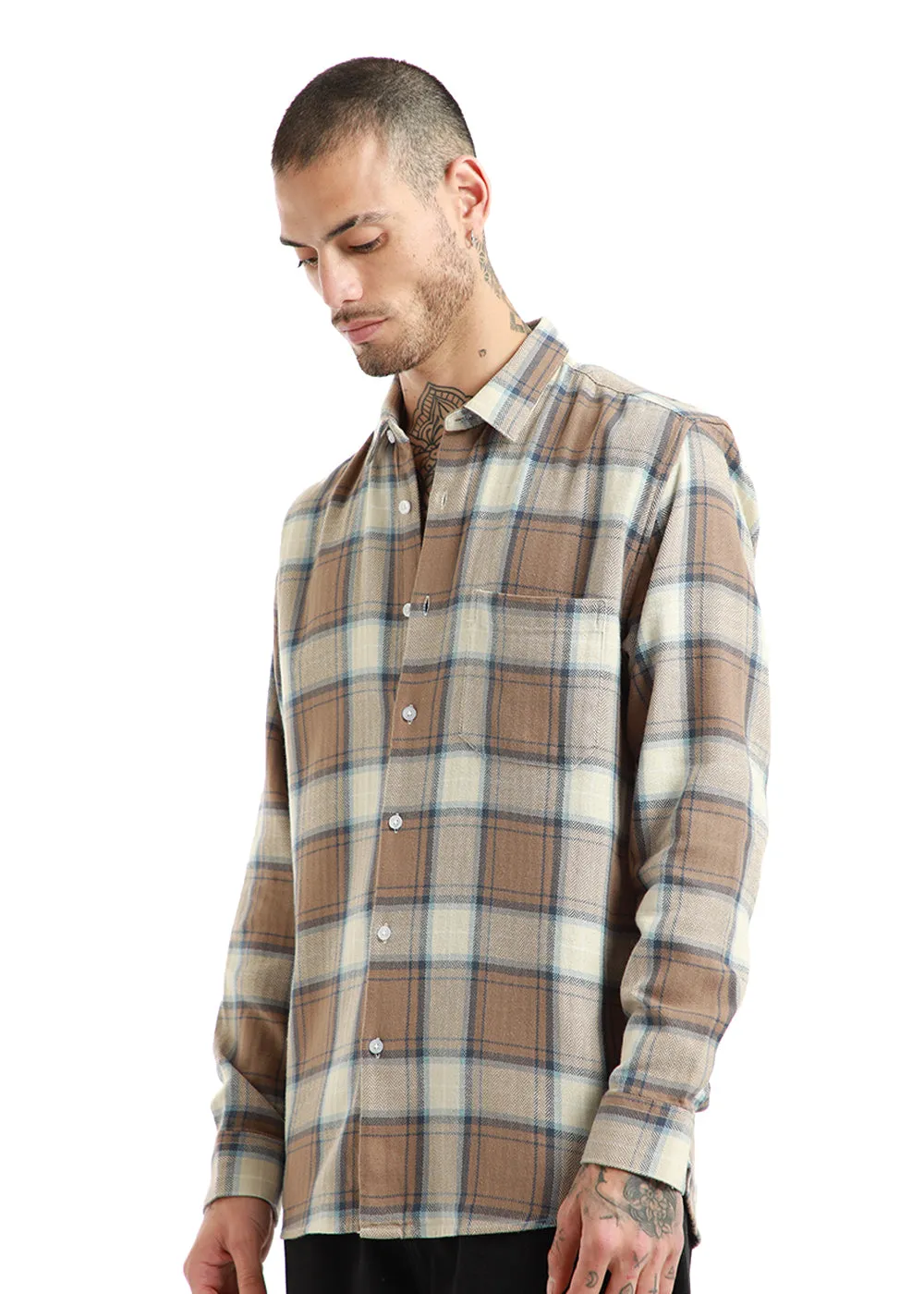 Dobby Peanut Check Shirt