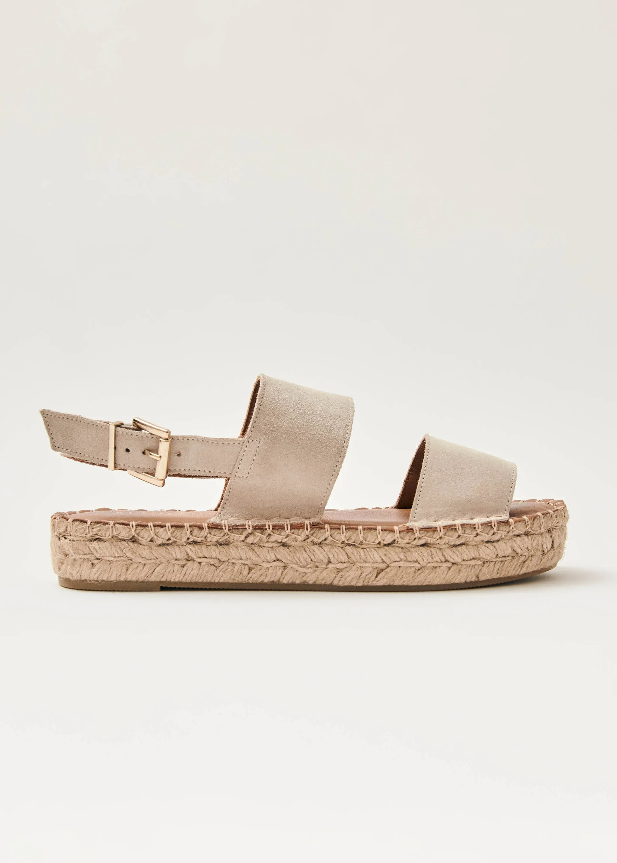 Double Strap Suede Beige Leather Espadrilles