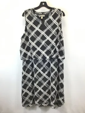 Dress Casual Midi By Banana Republic In Black Grey, Size: 16