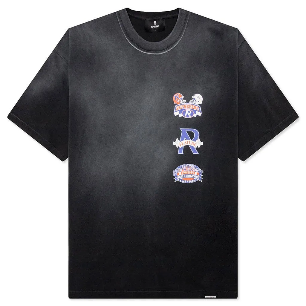 Feature x Represent Multi Logo T-Shirt - Stained Black