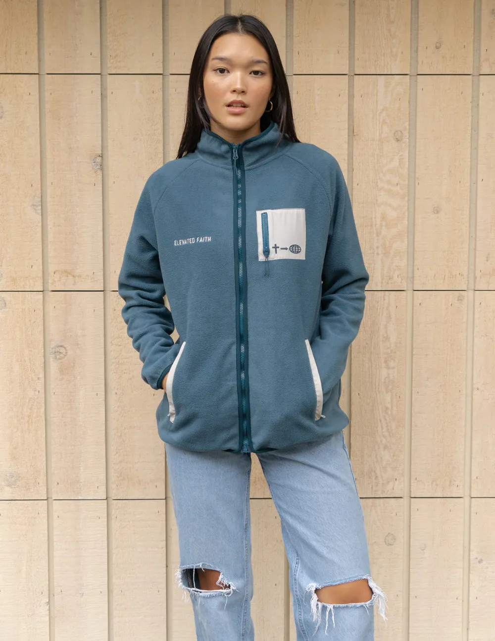 Full-Zip Blue Fleece Jacket