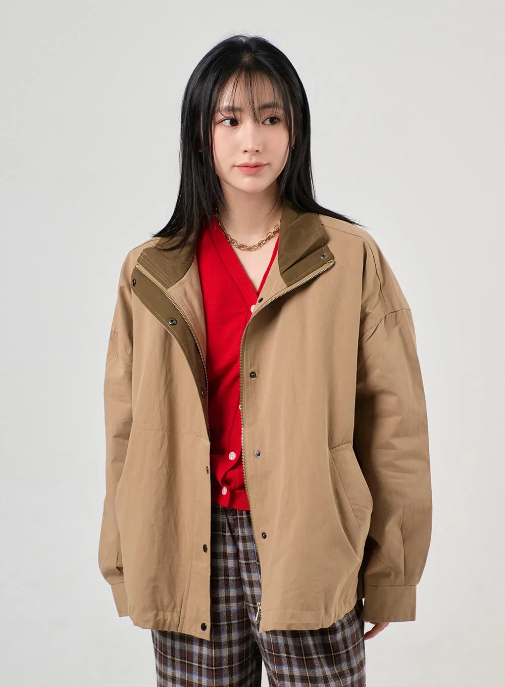 Grandpacore Oversized Button Bomber Jacket OF406