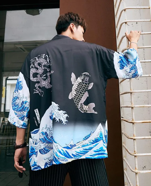 Great Wave off Kanagawa Kimono Shirt | Anime Kimono