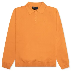 Hogan Pointelle Raglan Sleeve Sweater Polo - Jasper Orange