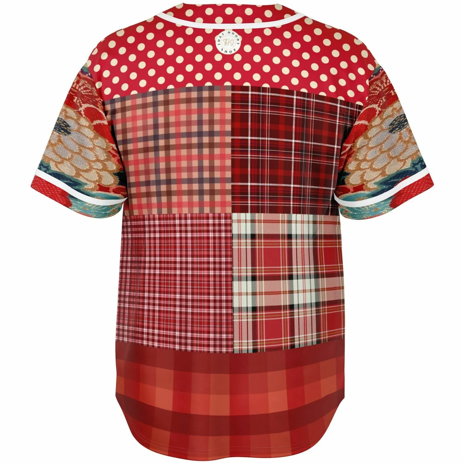 Jersey Salsa Plaid Patchwork Button Front Jersey