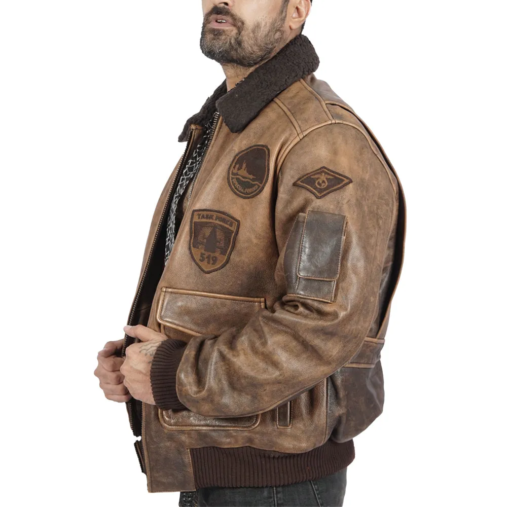 Jimmy Bomber Brown Leather Jacket