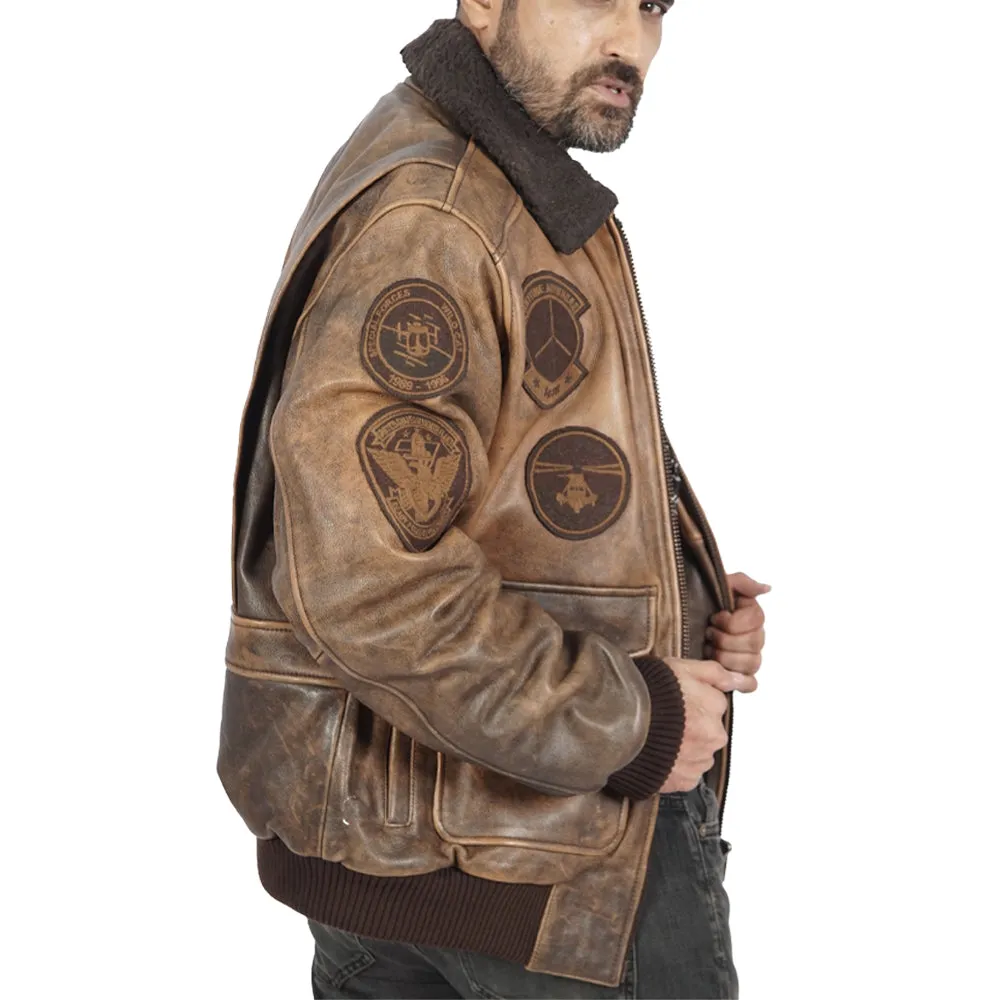 Jimmy Bomber Brown Leather Jacket