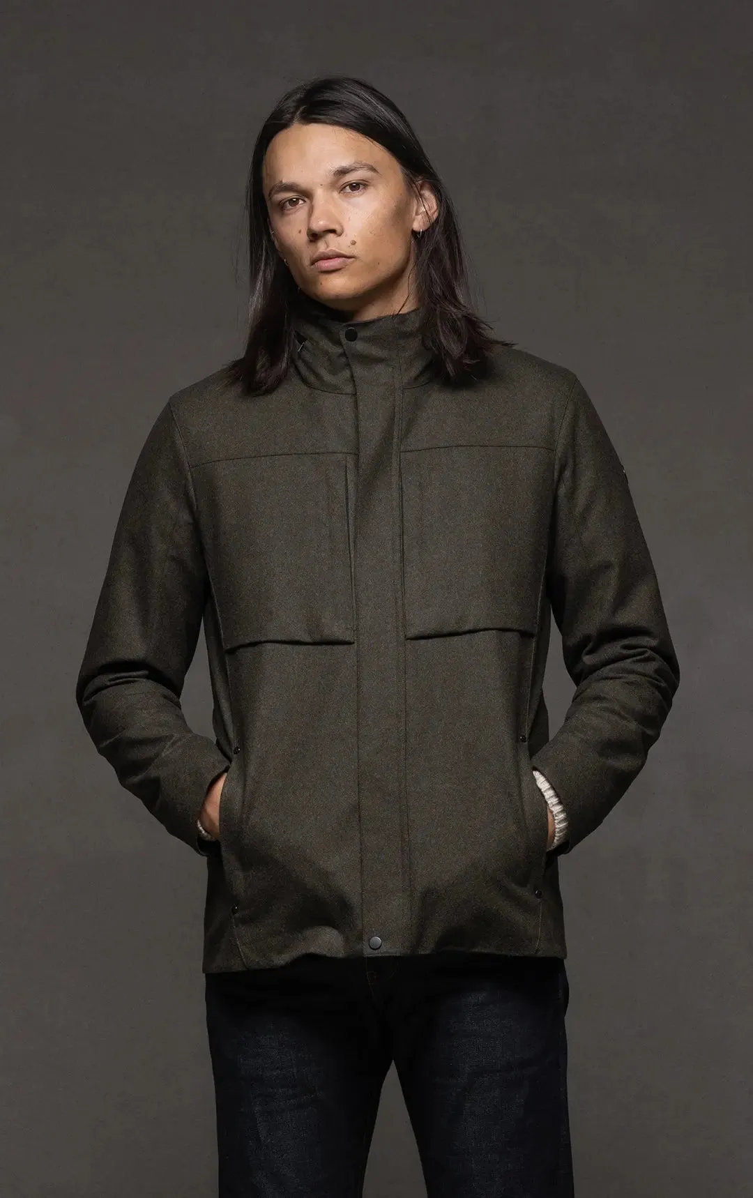 LAMINATED WOOL JACKET