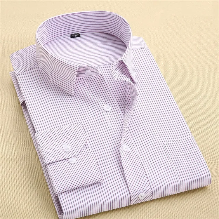 Long Sleeve Slim Men Dress Shirt Autumn New Fashion Designer Solid Male Clothing Fit Business Shirts