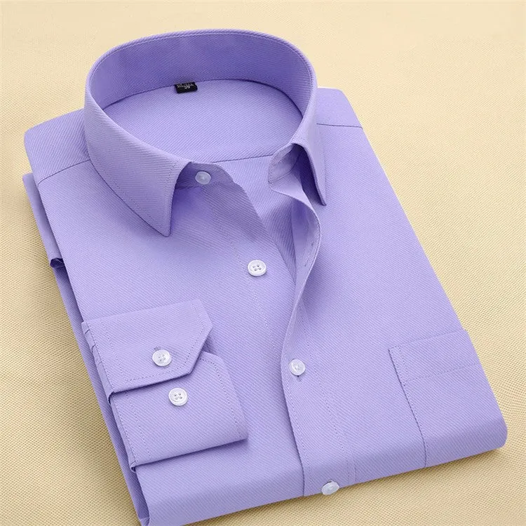 Long Sleeve Slim Men Dress Shirt Autumn New Fashion Designer Solid Male Clothing Fit Business Shirts