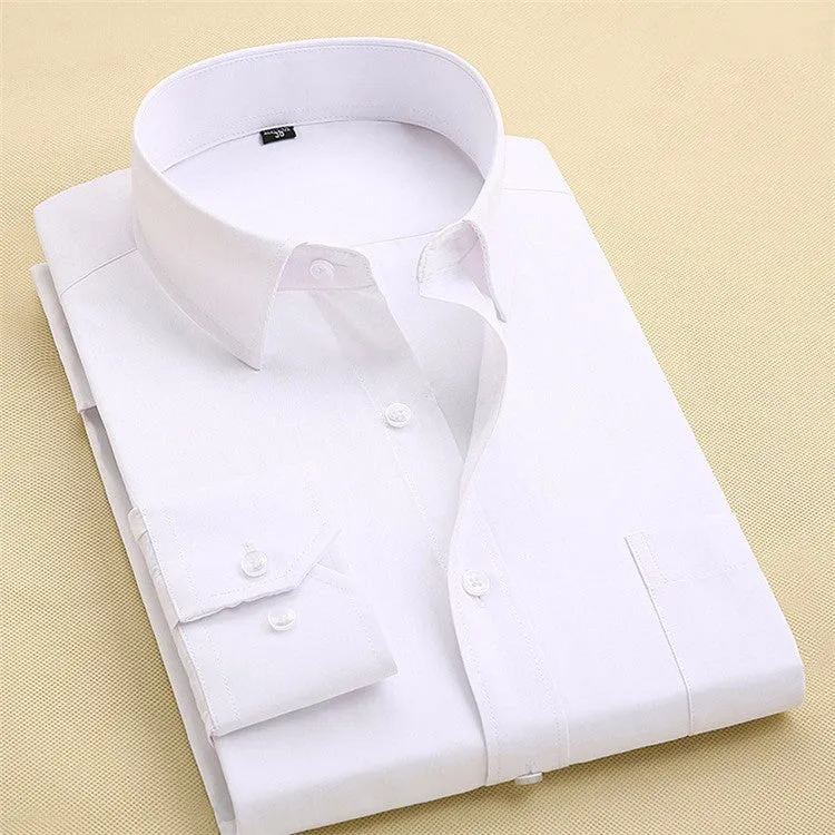 Long Sleeve Slim Men Dress Shirt Autumn New Fashion Designer Solid Male Clothing Fit Business Shirts