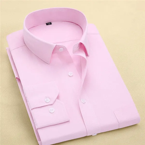 Long Sleeve Slim Men Dress Shirt Autumn New Fashion Designer Solid Male Clothing Fit Business Shirts