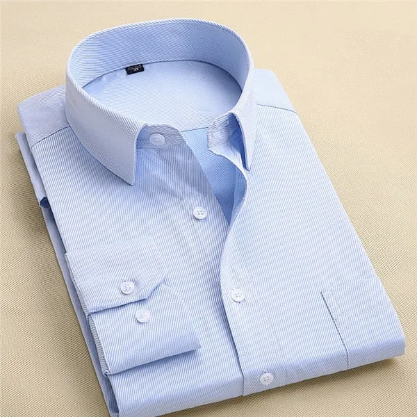 Long Sleeve Slim Men Dress Shirt Autumn New Fashion Designer Solid Male Clothing Fit Business Shirts