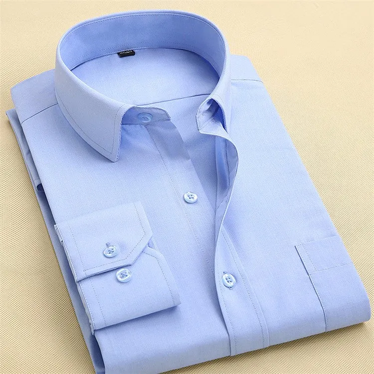 Long Sleeve Slim Men Dress Shirt Autumn New Fashion Designer Solid Male Clothing Fit Business Shirts