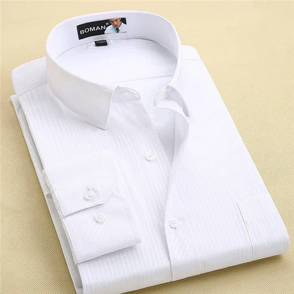 Long Sleeve Slim Men Dress Shirt Autumn New Fashion Designer Solid Male Clothing Fit Business Shirts