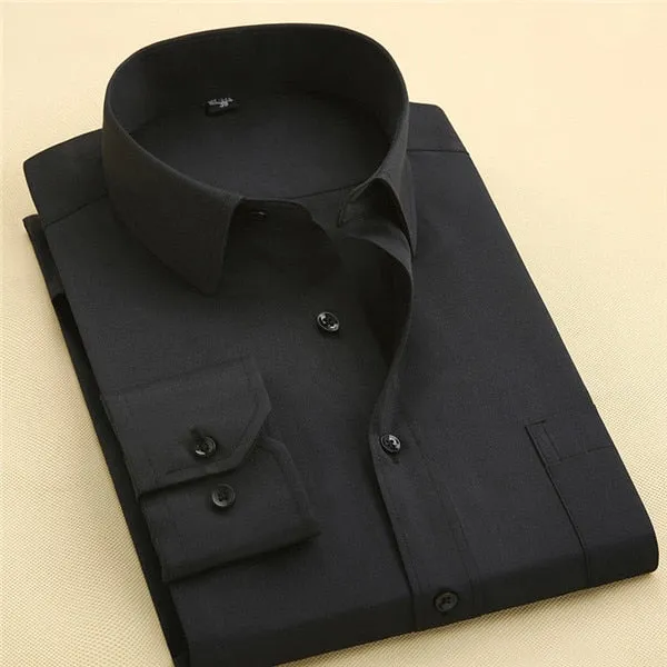 Long Sleeve Slim Men Dress Shirt Autumn New Fashion Designer Solid Male Clothing Fit Business Shirts