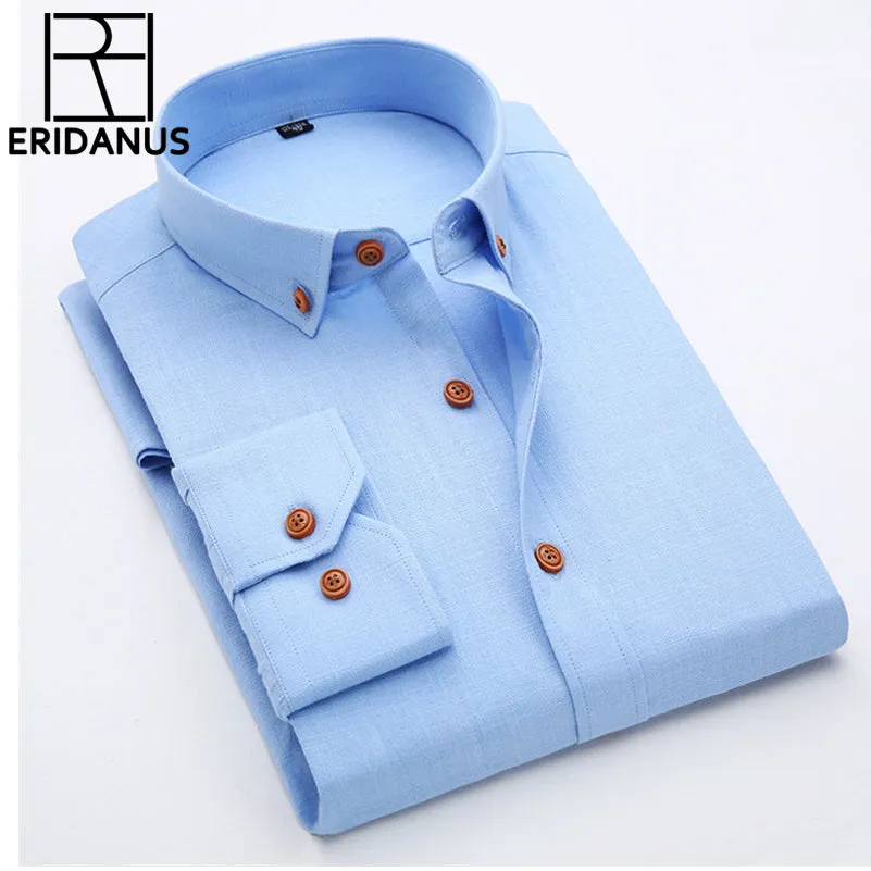 Long Sleeve Slim Men Dress Shirt Autumn New Fashion Designer Solid Male Clothing Fit Business Shirts