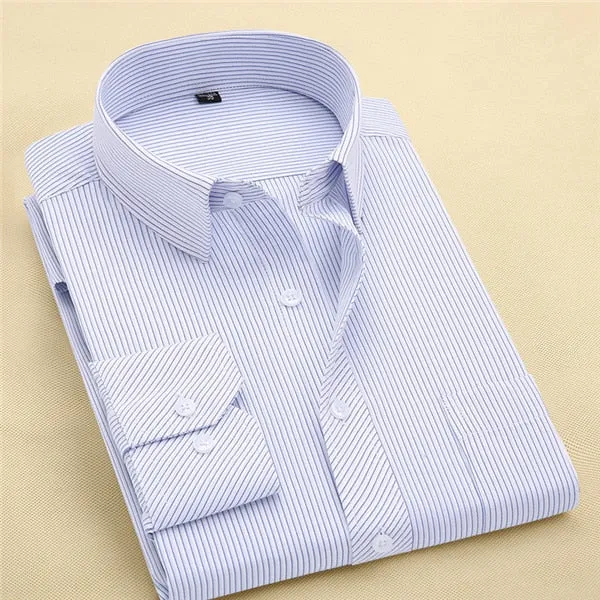 Long Sleeve Slim Men Dress Shirt Autumn New Fashion Designer Solid Male Clothing Fit Business Shirts