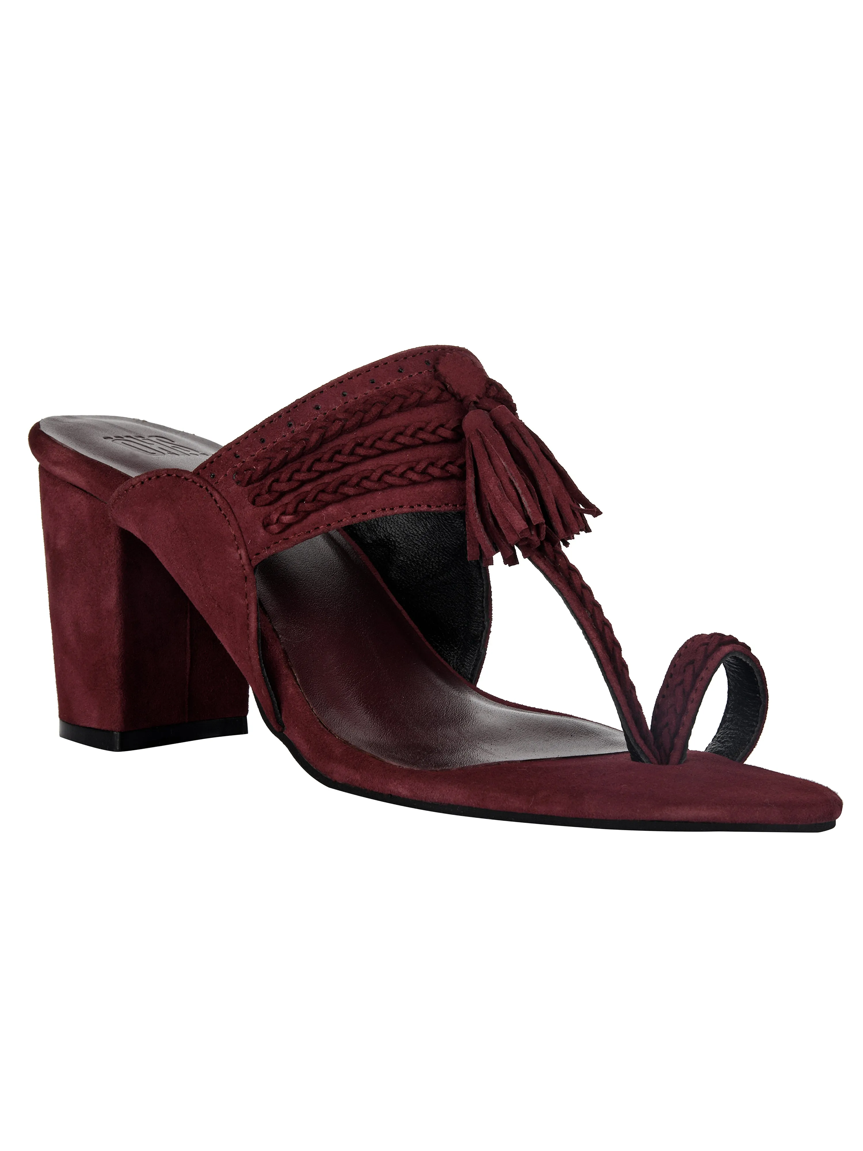 Maroon Kolhapuri Block Heel For Women