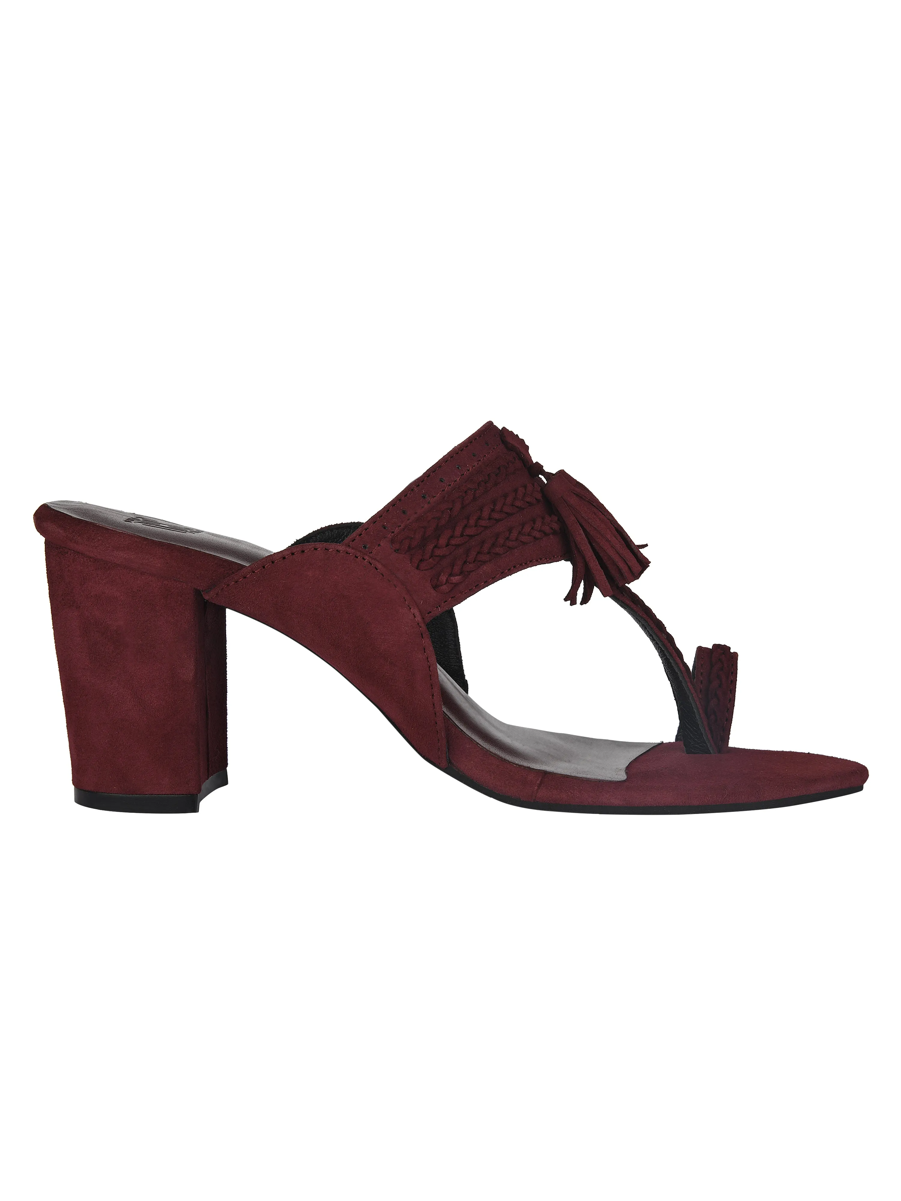 Maroon Kolhapuri Block Heel For Women