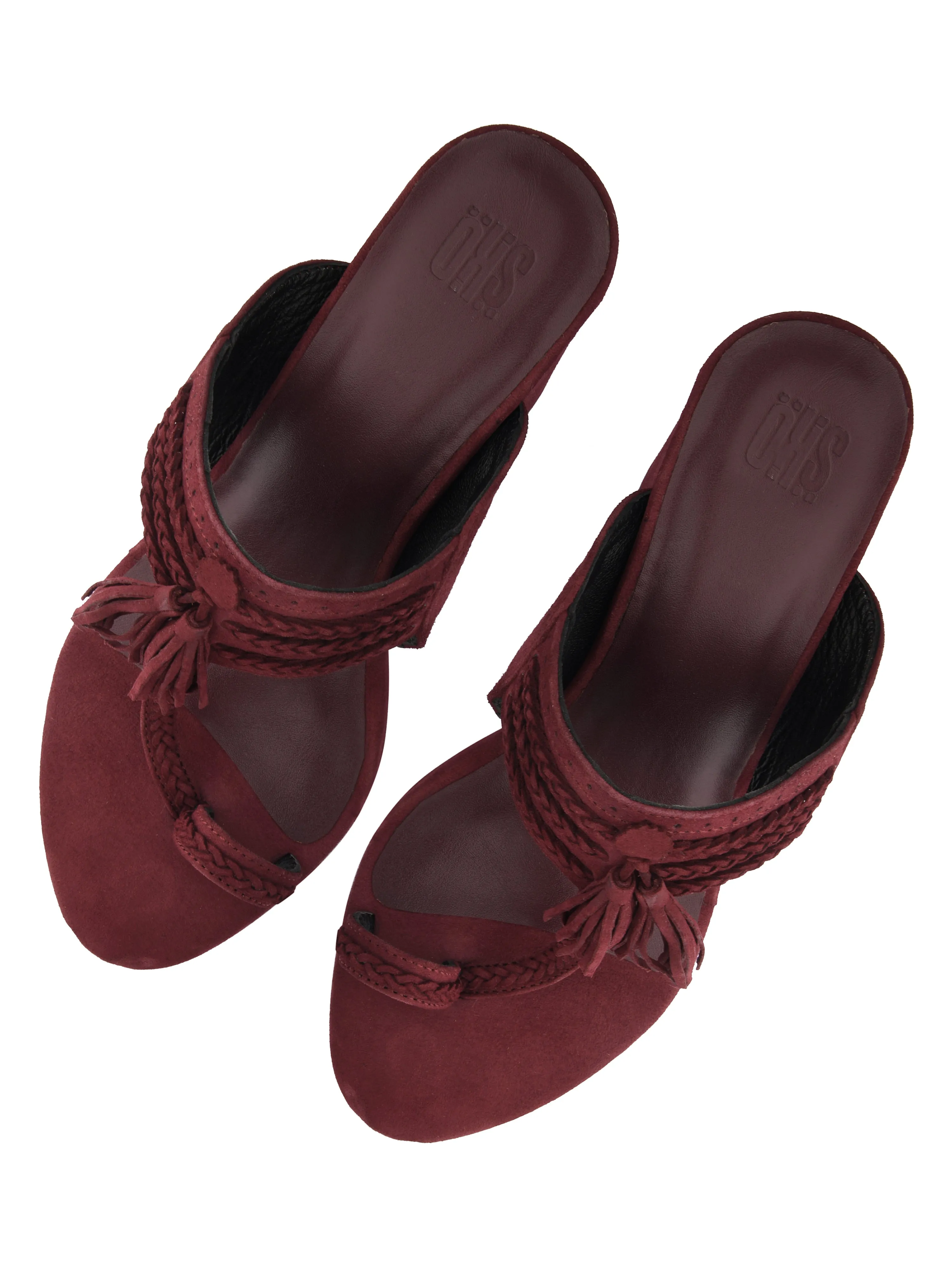 Maroon Kolhapuri Block Heel For Women