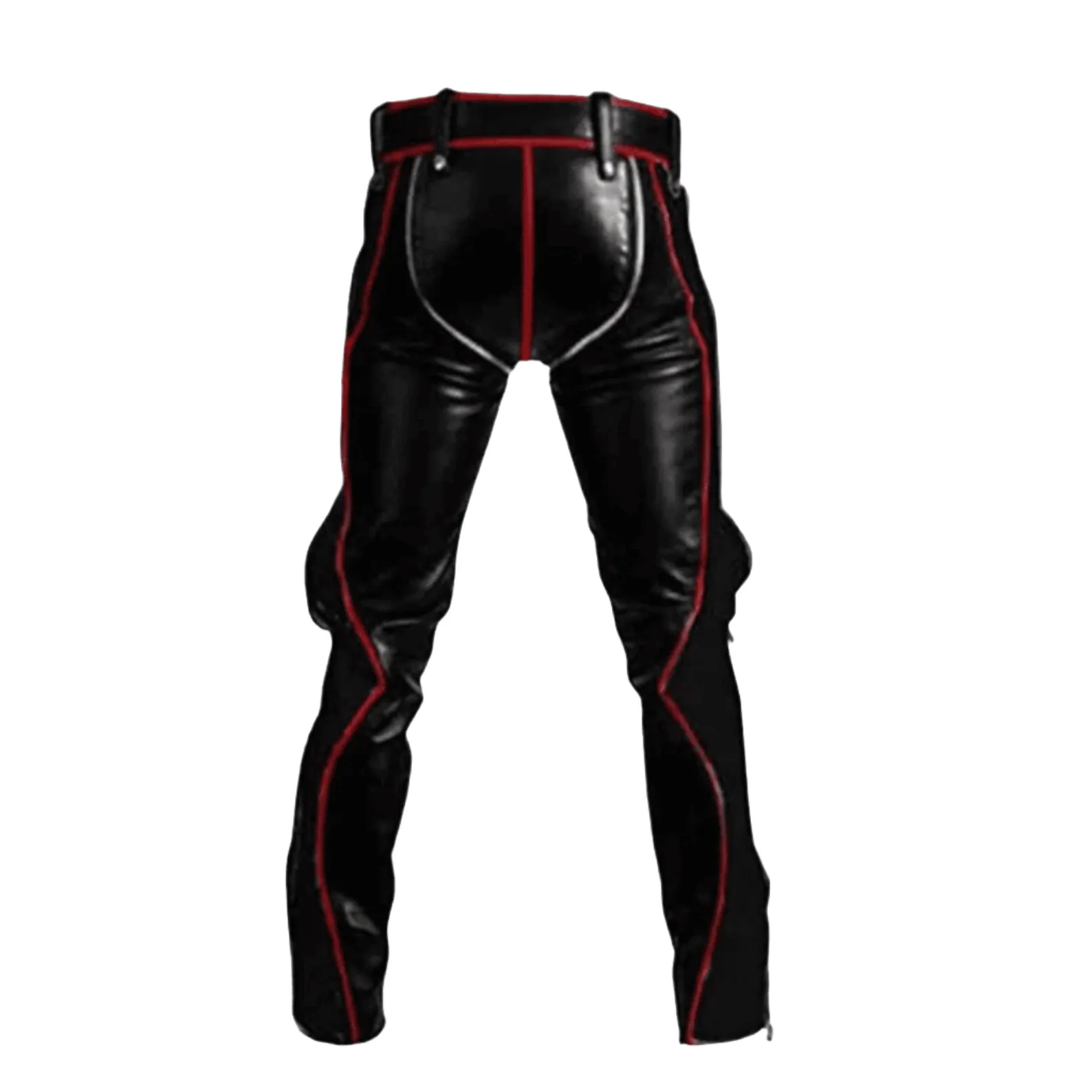 Mens Black Genuine Leather Pants Trousers