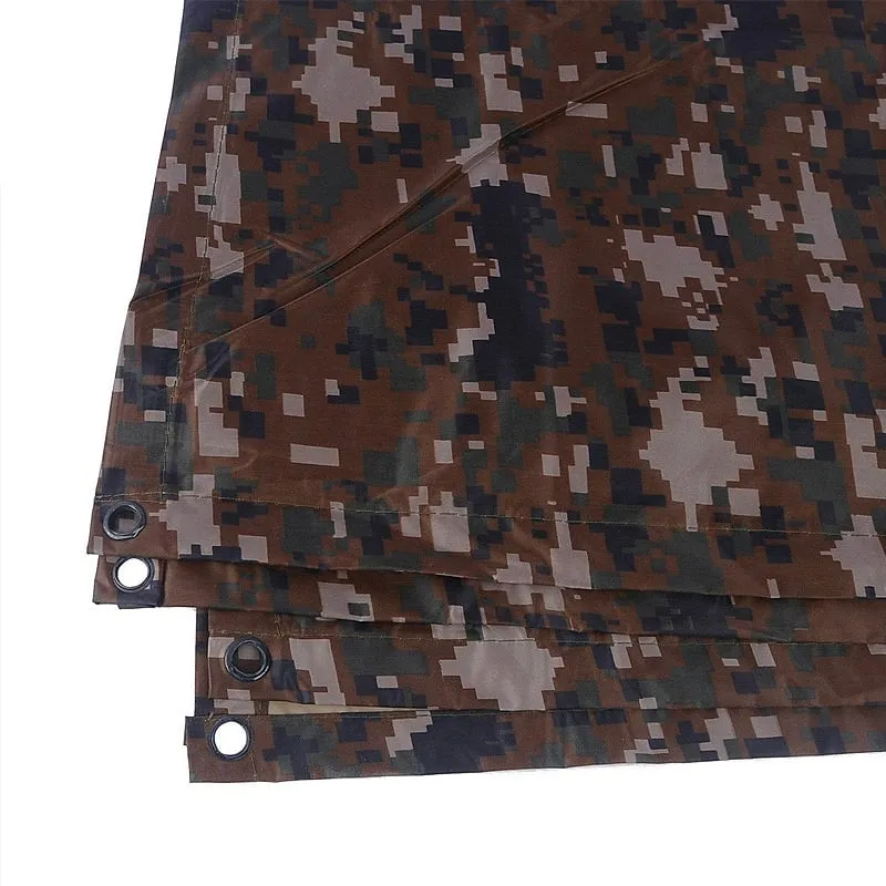 Military Style Poncho Multi Use Rip Stop Camouflage Rain Poncho